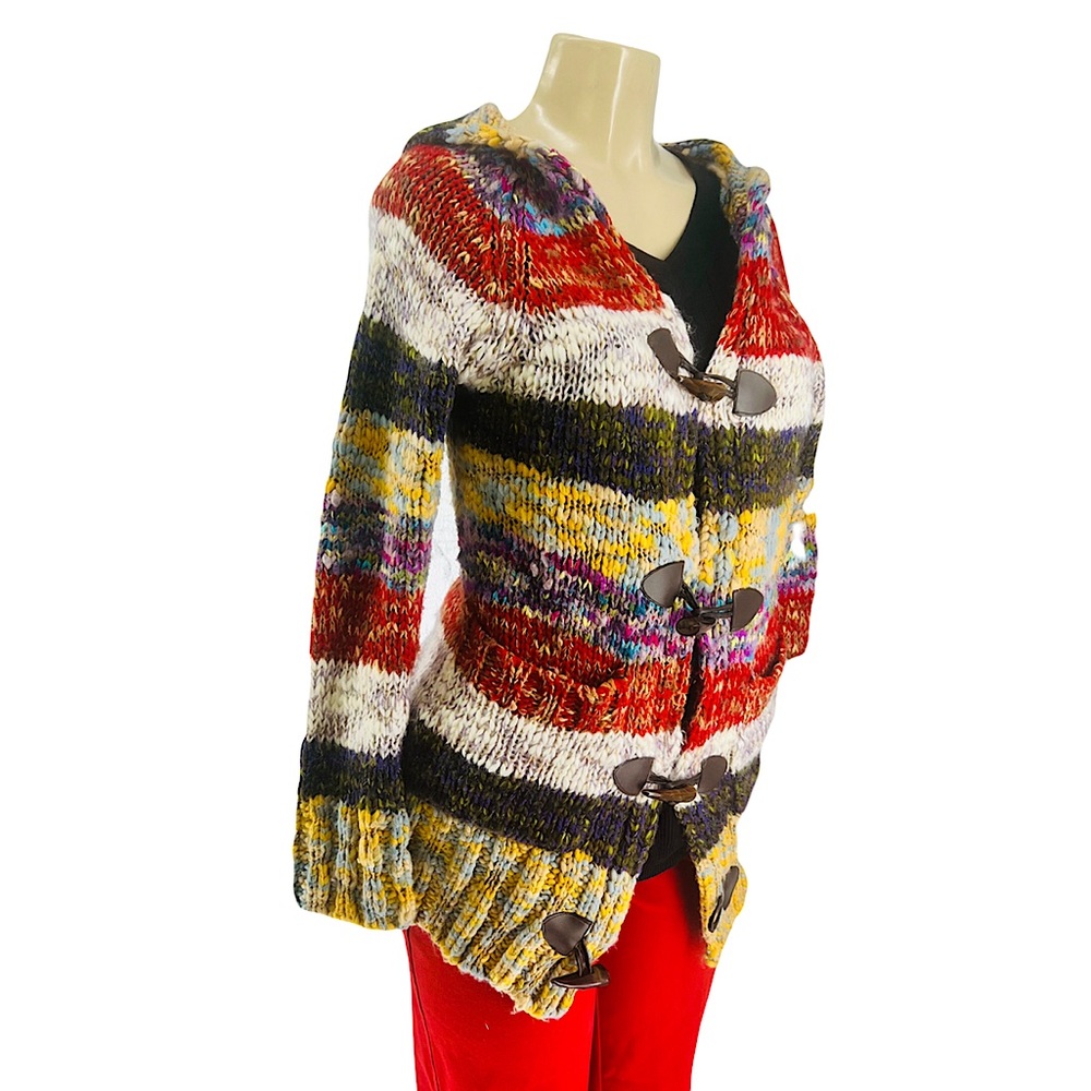 Hot & Delicious Boho Multi color Knit Cardigan Swearer Jacket Size XS